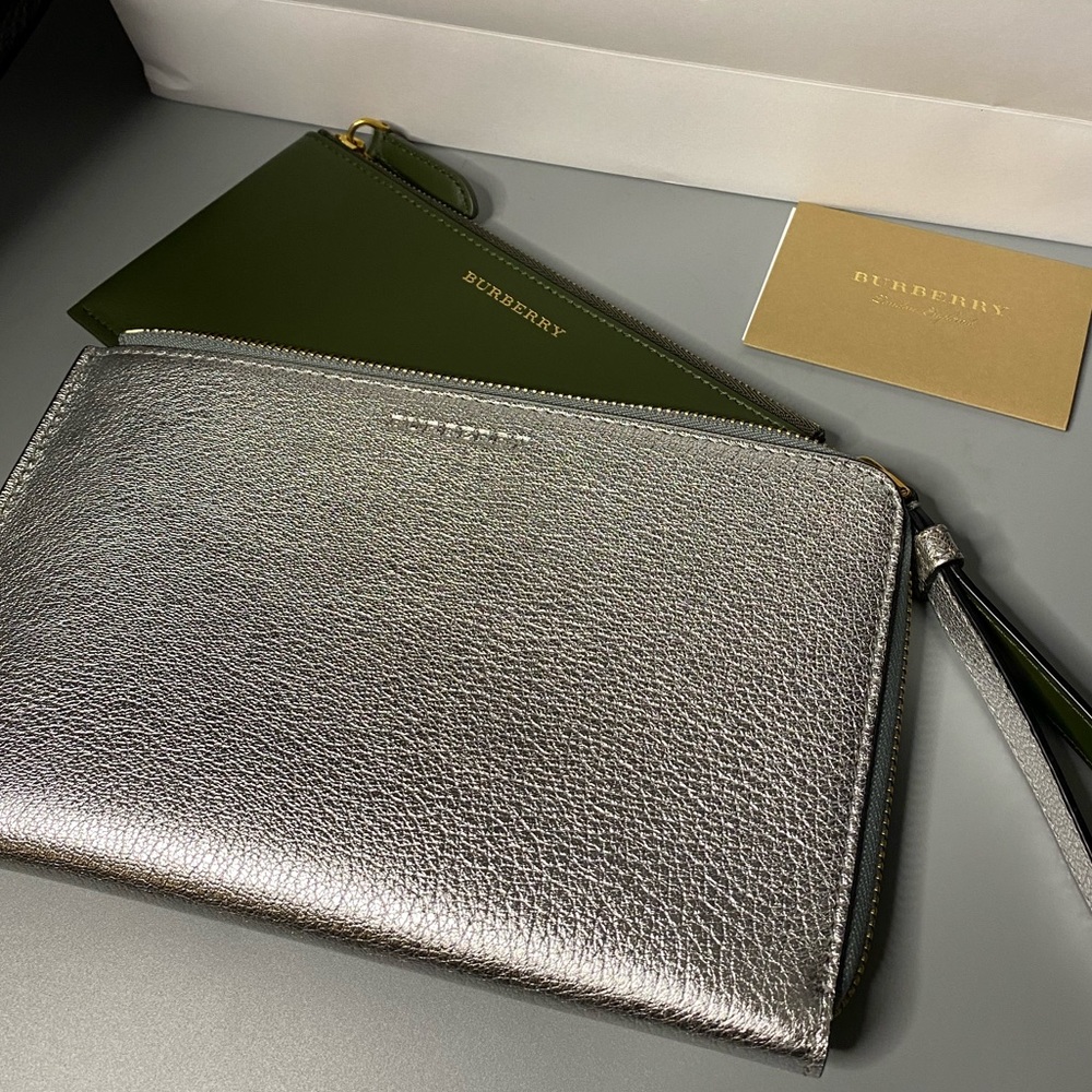 Burberry silver clutch